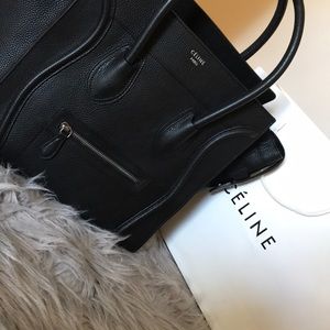 Celine Micro Luggage Handbag In Drummed Calfskin